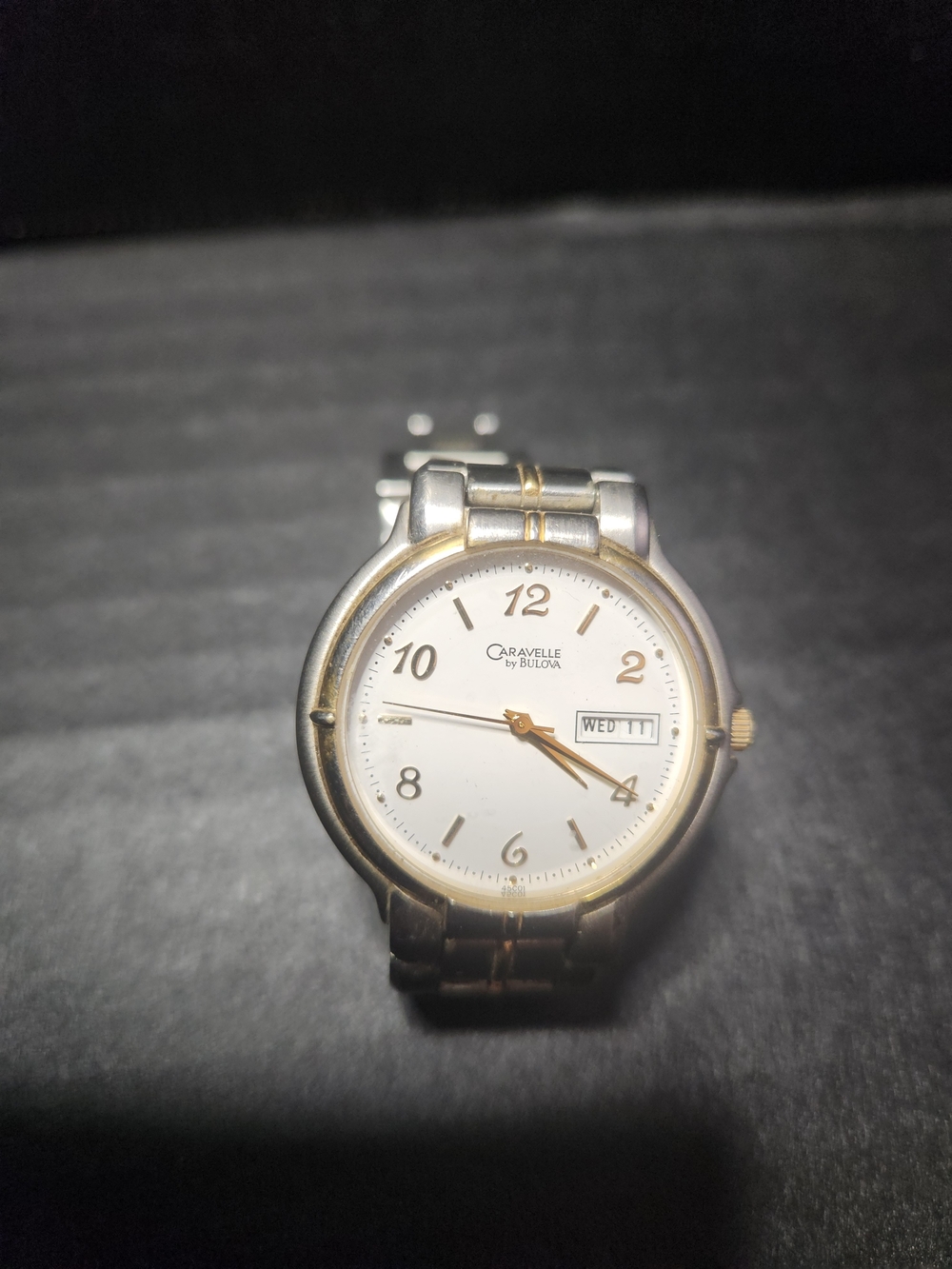 Caravelle Bulova Gold Watch - White Dial